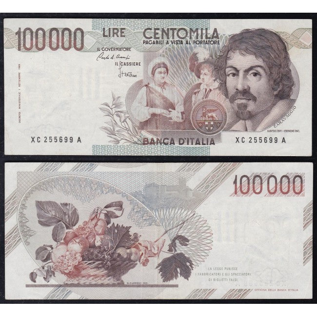 100.000 Lire 1991 Caravaggio 1° tipo (Serie sostitutiva)