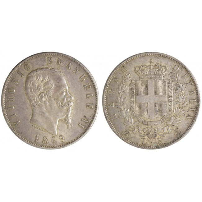 5 Lire 1869 Zecca di Milano