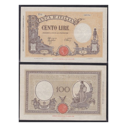 Biglietti di banca 100 Lire 1942 Grande "B" - Fascio