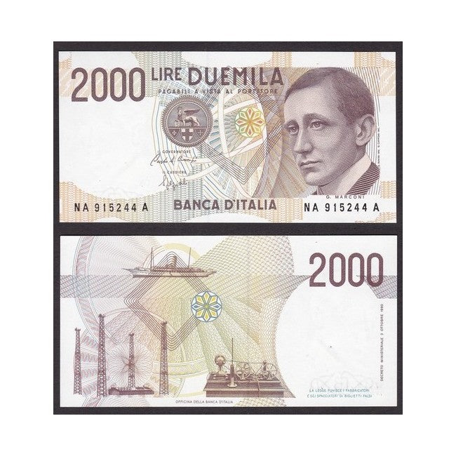 Biglietti di banca 2.000 Lire 1992 Guglielmo Marconi