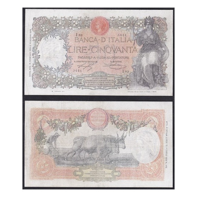 Biglietti di banca  50 Lire 1918 Buoi