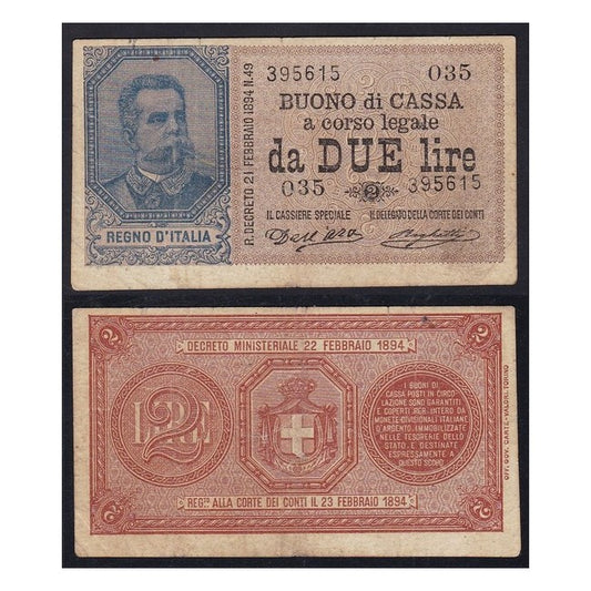 Buoni di cassa 2 Lire 1894