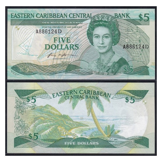 Caraibi 5 Dollars 1988