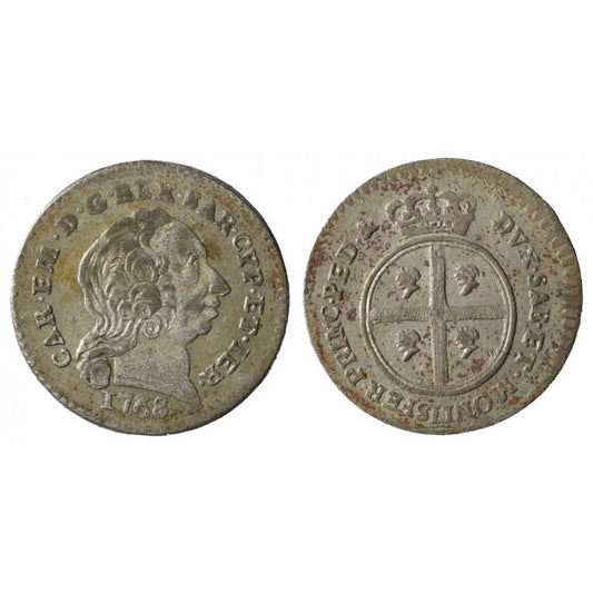 Carlo Emanuele III - 1/2 Reale (2,6  Soldi Sardi) 1768