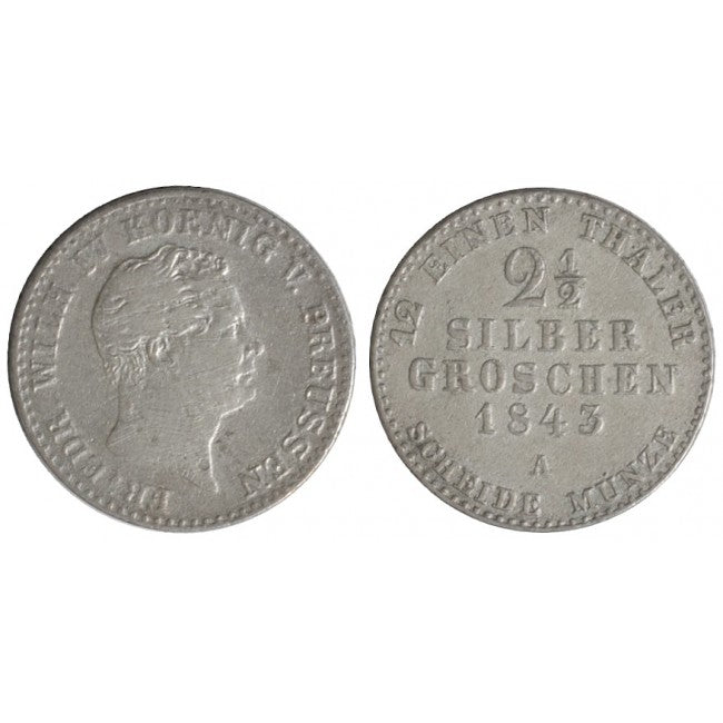 Germania Prussia 2 1/2 Silber Groschen 1843