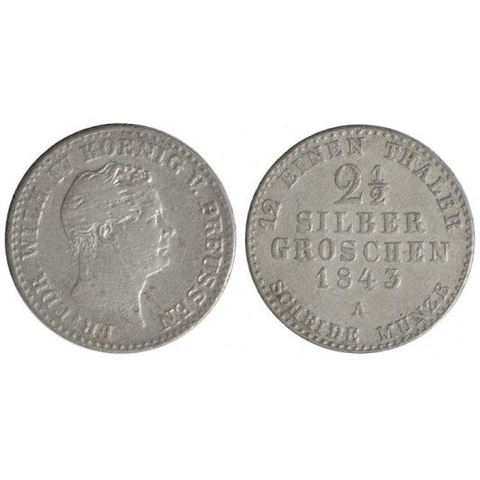 Germania Prussia 2 1/2 Silber Groschen 1843