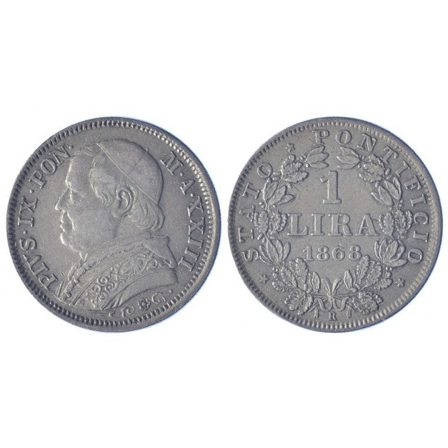 Pio IX (1846-1870) 1 Lira 1868 XXII quarto tipo