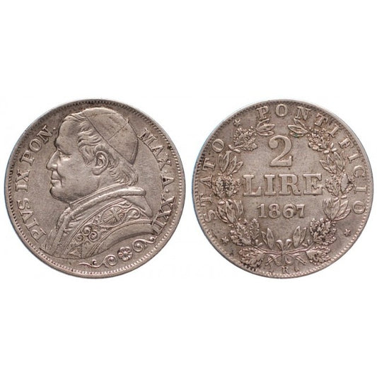 Pio IX  (1846-1870) 2 Lire 1867 A. XXII