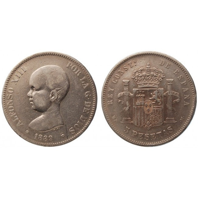 Spagna 5 Pesetas 1889