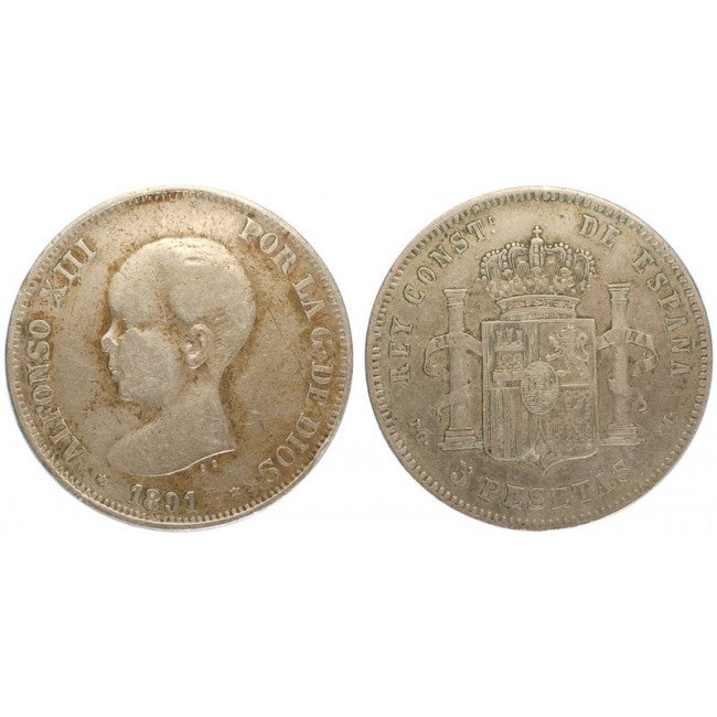 Spagna 5 Pesetas 1891