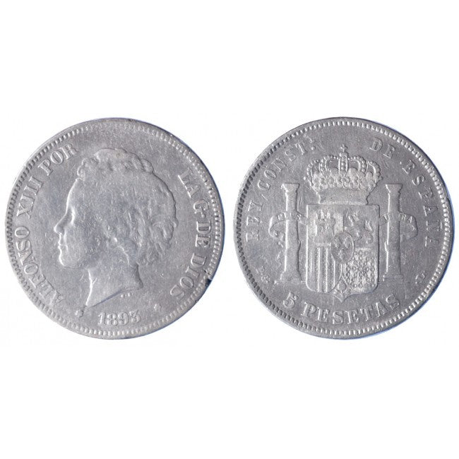 Spagna 5 Pesetas 1893